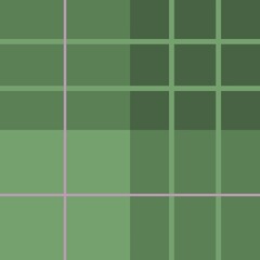 A grid of various green shades forms an abstract pattern with intersecting lines. The composition presents a geometric arrangement that creates a sense of order and balance.