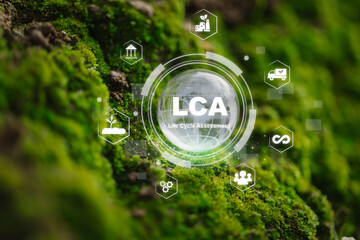 Life Cycle Assessment Concept with Nature Elements and Icons