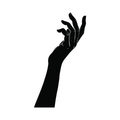 Elegant Hand Reaching Up Vector Illustration: Silhouette of a Hand with Fingers Extended Upward, Isolated on Transparent Background, Perfect for Conceptual and Artistic Projects