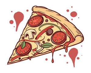 watercolor pizza vector illustration isolated on white background