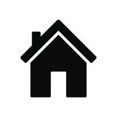 Simple black house icon silhouette representing home or real estate isolated on white background