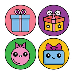 Gift Box Line Icons Collection