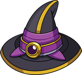 Halloween Witch Hat with Purple Band – Simple Flat Vector