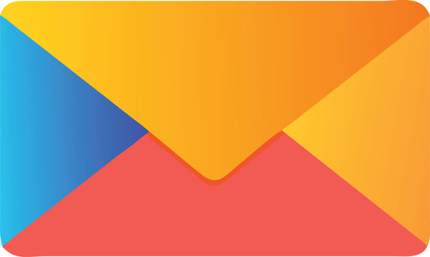 Colorful envelope isolated on white background for sending and receiving mails