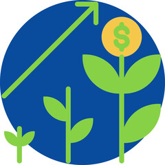 Growth investment icon for accounting and finance business, website, application, printing, document, poster design, etc