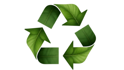 Recycling Symbol Made of Green Leaves Isolated on White for Eco-Friendly Concept