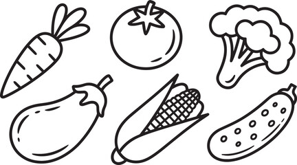 Vegetable Food Healthy Diet Nutrition Carrot Tomato Broccoli Corn Cucumber Eggplant Vector