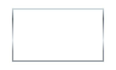 Obraz premium Silver metal frame isolated on transparent background. Realistic steel rectangle photoframe template for pictures and design projects. PNG