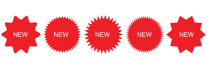 New red starburst sticker .Vector illustration. EPS 10 .