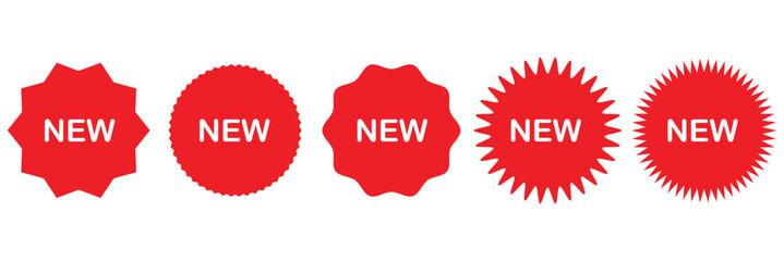 New red starburst sticker .Vector illustration. EPS 10 .