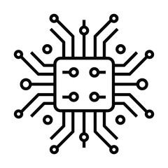 Microchip Icon on Transparent Background A Vector Illustration of an Integrated Circuit for Technology, Electronics, and Computer Science Projects