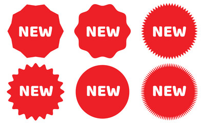 New red starburst sticker .Vector illustration. EPS 10 .