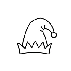 Outline drawing of an elf hat with a pom pom on it silhouette