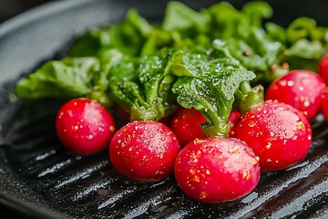 Grilled radish seasoned with spices and herbs on a barbecue grill
