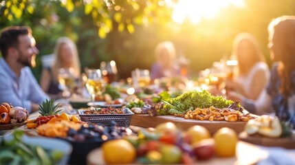 Community meal with shared dishes made from rescued ingredients, illustrating food waste reduction as food security solution