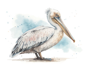 watercolor Pelican vector illustration isolated on white background