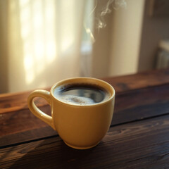 Warm ceramic mug filled with freshly brewed coffee ideal for morning routine and cozy settings  