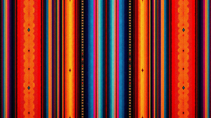 Vibrant Colorful Textile Pattern with Stripes and Geometric Designs