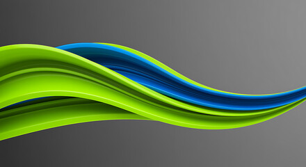 Stunning abstract wave design with vibrant green and blue colors against a sleek gray background