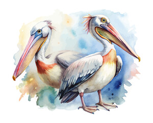 watercolor Pelican vector illustration isolated on white background