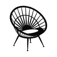 Black papasan chair silhouette on white background