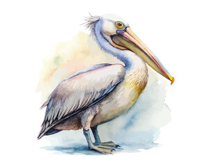 watercolor Pelican vector illustration isolated on white background