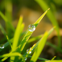 Closeup of water droplets with light reflections creating a clean minimal aesthetic  