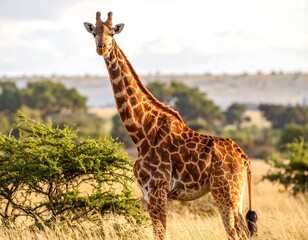 Obraz premium Majestic giraffe in savanna