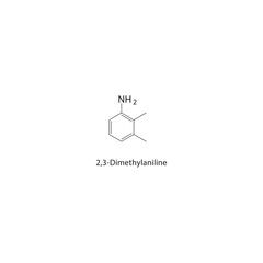 2,3-Dimethylaniline skeletal structure. Aniline Derivative compound schematic illustration. Simple diagram, chemical formula.