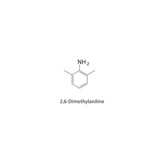 2,6-Dimethylaniline skeletal structure. Aniline Derivative compound schematic illustration. Simple diagram, chemical formula.