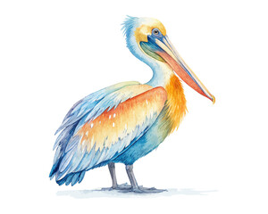 watercolor Pelican vector illustration isolated on white background
