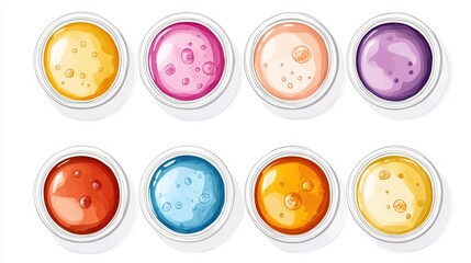 Fototapeta premium Colorful Paint Pots with Bubbles on White Background