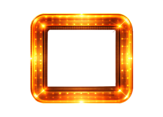 holographic square light frame in orange futuristic digital design isolated on white background PNG.AI.Generated.