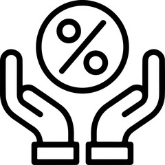 Hands holding a circle with a percentage sign symbolizing financial growth and savings