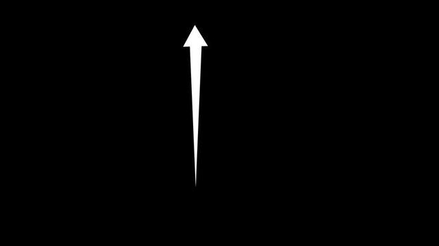 animated thin arrow set with arrowheads and alpha channel. Clean white arrow Motion Graphics, Minimalist Vertical Arrow Animation for Video Editing,