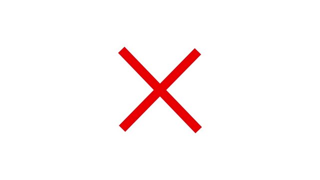 Red cross mark, Animation of a Red cross symbol. Animated hand-drawn red cross with a brush. Prohibition concept, strikethrough on white background.