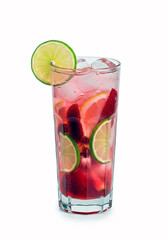 Refreshing Strawberry Lime Drink With Ice Cubes Fast Refreshing Summer Beverage
