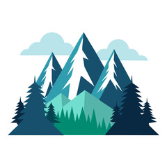 Obraz premium minimal-mountain-peaks-and-pine-trees---white-back (1)