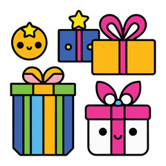 Gift Box Line Icons Collection