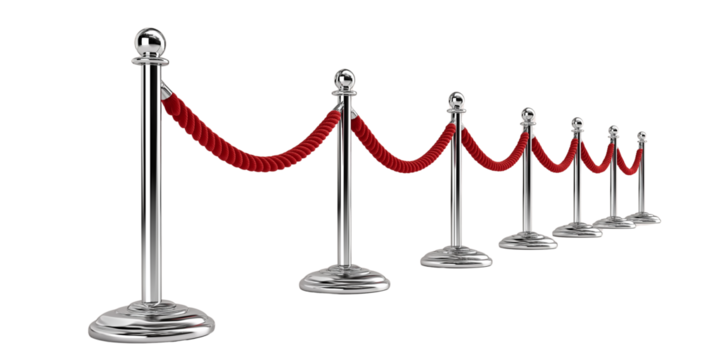 stanchions with red velvet ropes, cutout
