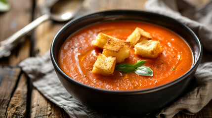 Tomato soup in a bowl