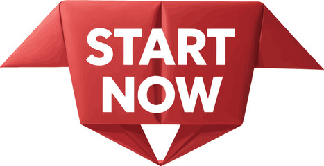 Start Now message on a red vector ribbon banner illustration