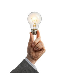 hand with light bulb creative idea, cutout