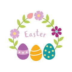 Easter Postcard Design with Floral Border and Decorative Elements