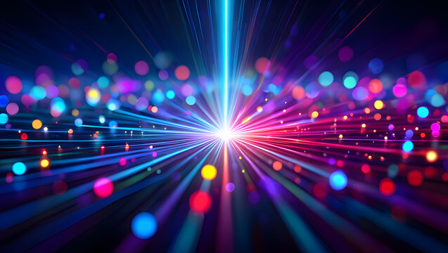 Vibrant abstract colorful light star explosions burst in a blurry background texture