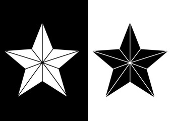 Vector art of two contrasting fivepointed stars, one white on black and one black on white