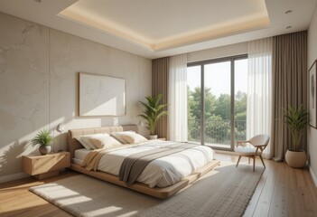 Close up Table in cozy living room, Room Interior Design with Sunlight