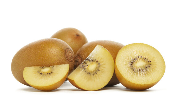 Kiwi Fruit Gold Sliced Isolated On White Background
