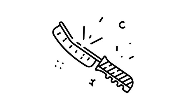 Stylized knife illustration in dynamic black and white design, perfect for various applications