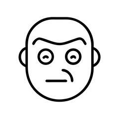 Obraz premium Confused face expression vector illustration for emotion and mood concept graphic design with outline style